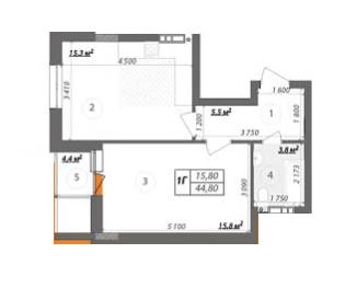 1-комнатная 44.8 м² в КД Podilsky от застройщика, Киев