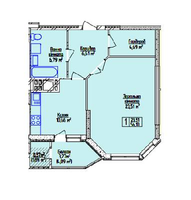 1-комнатная 56.1 м² в Мкрн Грузевиця-2, ЖБ на вул. Будівельників, 5/2 от застройщика, Хмельницкий