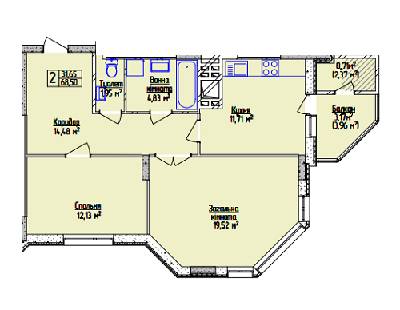 2-кімнатна 68.5 м² в Мкрн Грузевиця-2, ЖБ на вул. Будівельників, 5/2 від забудовника, Хмельницький