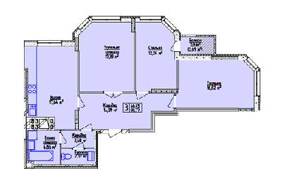 3-кімнатна 88.77 м² в Мкрн Грузевиця-2, ЖБ на вул. Будівельників, 5/2 від забудовника, Хмельницький