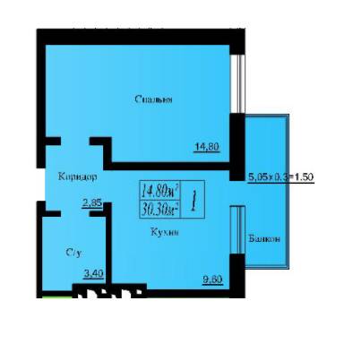 1-кімнатна 30.3 м² в ЖК Лондон від забудовника, с. Лиманка