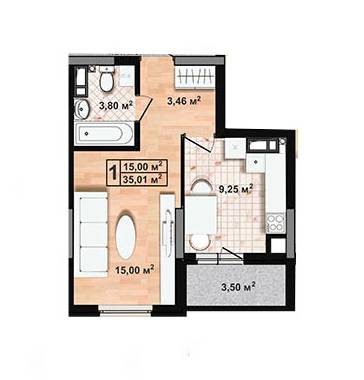 1-комнатная 35.01 м² в ЖК Green House от 14 470 грн/м², Чернигов