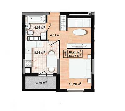 1-кімнатна 38.97 м² в ЖК Green House від 14 470 грн/м², Чернігів