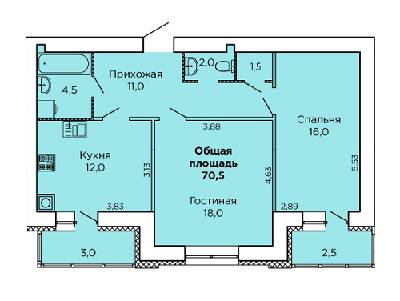 2-кімнатна 70.5 м² в ЖК Levanevsky від 17 900 грн/м², Миколаїв