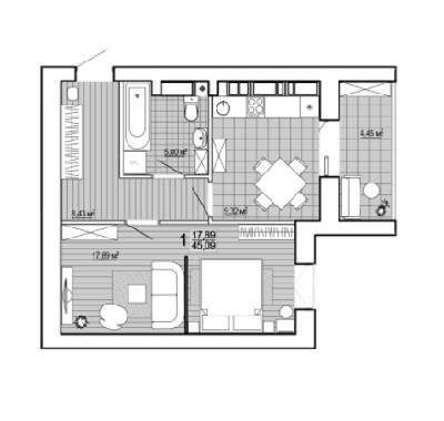 1-комнатная 45.09 м² в ЖК Сокольники от 15 000 грн/м², Харьков