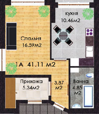 1-комнатная 41.11 м² в ЖК Джерело от застройщика, г. Ирпень