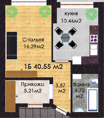 1-комнатная 40.55 м² в ЖК Джерело от застройщика, г. Ирпень