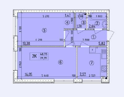 2-комнатная 48.75 м² в ЖК на ул. Светлицкого, 35 от застройщика, Киев