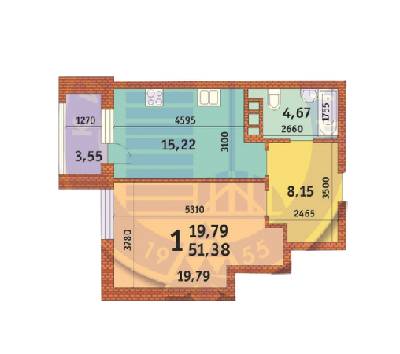 1-комнатная 51.38 м² в ЖК Лумумбы от 40 540 грн/м², Киев