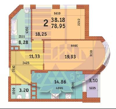 2-комнатная 78.95 м² в ЖК Лумумбы от 35 992 грн/м², Киев