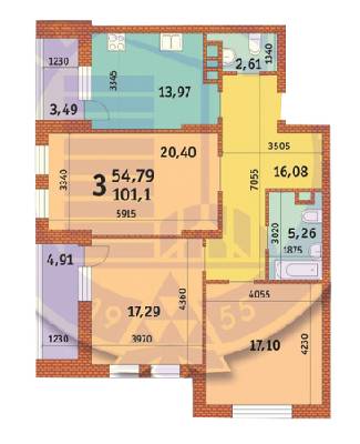 3-комнатная 101.1 м² в ЖК Лумумбы от 34 356 грн/м², Киев