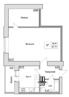 1-комнатная 67.71 м² в ЖД на ул. Шевченко, 4 от застройщика, г. Ирпень