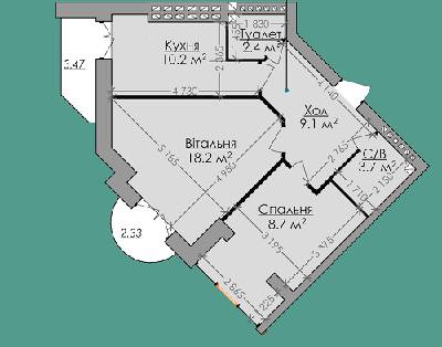 2-кімнатна 57.2 м² в ЖК Агора від забудовника, Хмельницький