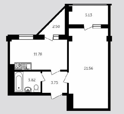 1-кімнатна 46.79 м² в ЖК Адмірал Сенявін від 16 090 грн/м², Херсон