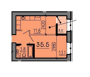 1-комнатная 35.5 м² в ЖК Алые Паруса от 13 100 грн/м², Днепр