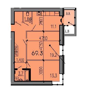 2-кімнатна 69.3 м² в ЖК Пурпурові Вітрила від 11 900 грн/м², Дніпро