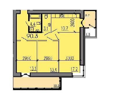 3-кімнатна 90.3 м² в ЖК Пурпурові Вітрила від 12 500 грн/м², Дніпро