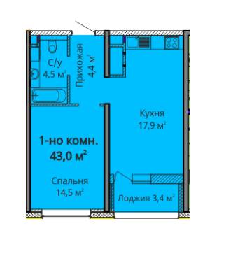 1-кімнатна 43 м² в ЖК Альтаїр 3 від 25 450 грн/м², Одеса