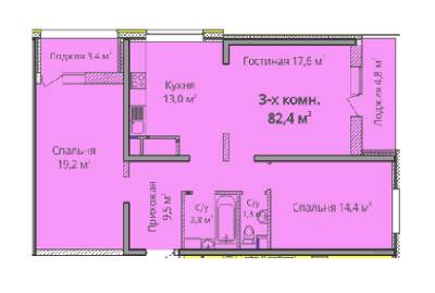 3-кімнатна 82.4 м² в ЖК Альтаїр 3 від 17 000 грн/м², Одеса