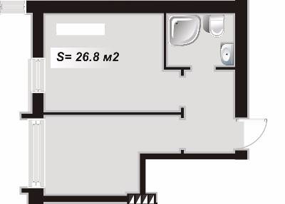 1-комнатная 26.8 м² в ЖК Андреевский от застройщика, Одесса