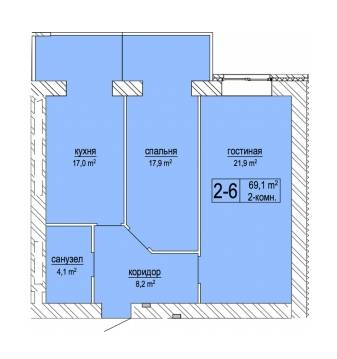 2-кімнатна 69.1 м² в ЖК Атмосфера від 30 400 грн/м², Дніпро