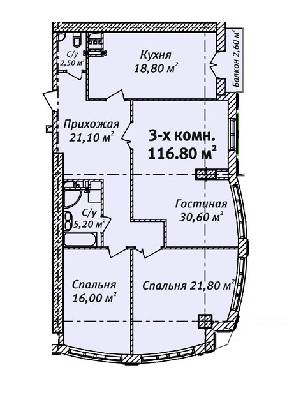 3-комнатная 116.8 м² в ЖК Бельэтаж. Дом на Белинского от застройщика, Одесса