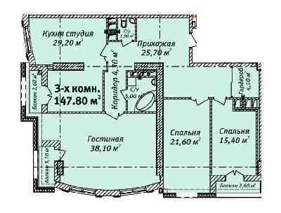 3-комнатная 147.8 м² в ЖК Бельэтаж. Дом на Белинского от застройщика, Одесса