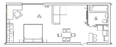 1-комнатная 41.2 м² в ЖК Бестужевские Сады от 26 050 грн/м², Харьков