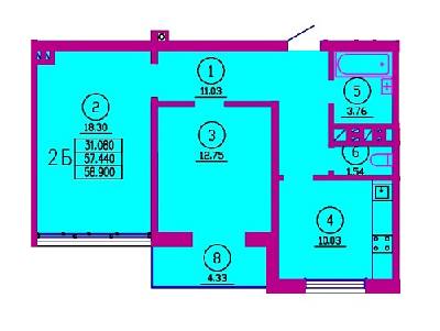 2-кімнатна 58.9 м² в ЖК Варшавський від 14 200 грн/м², м. Ковель