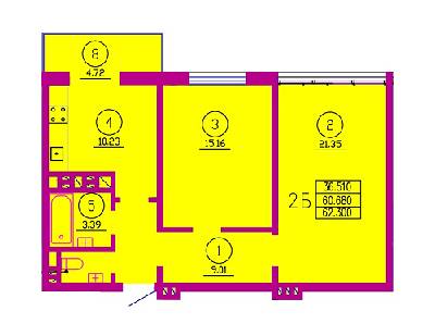 2-кімнатна 62.3 м² в ЖК Варшавський від 10 000 грн/м², м. Ковель