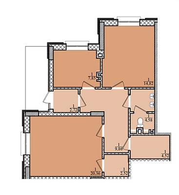 3-комнатная 67.22 м² в ЖК Схід Сонця от застройщика, Львов