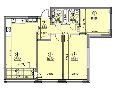 3-кімнатна 84.82 м² в ЖК Галактика від 21 440 грн/м², Київ