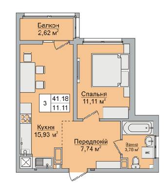 1-комнатная 41.18 м² в ЖК Стожары от 14 000 грн/м², с. Софиевская Борщаговка