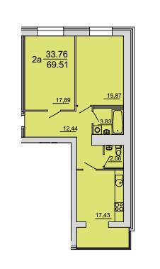 2-комнатная 69.51 м² в ЖК Династия от 12 500 грн/м², Винница