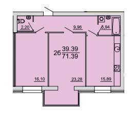 2-кімнатна 71.39 м² в ЖК Династія від 12 500 грн/м², Вінниця