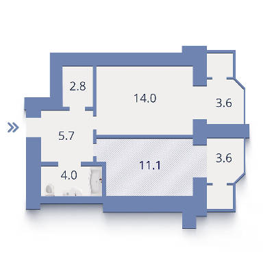 1-комнатная 43.36 м² в ЖК Дипломат от застройщика, г. Ирпень