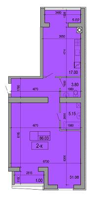 2-комнатная 86.03 м² в ЖК Жукоffский от застройщика, Днепр