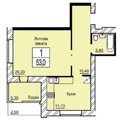 1-комнатная 53 м² в ЖК Зеленый от 14 000 грн/м², г. Белая Церковь