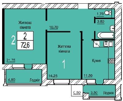 2-кімнатна 72.6 м² в ЖК Зелений від 13 000 грн/м², м. Біла Церква