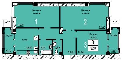 3-комнатная 92 м² в ЖК Зеленый от 13 000 грн/м², г. Белая Церковь