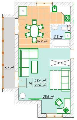 1-кімнатна 52 м² в ЖК Зелений Гай від 10 000 грн/м², м. Обухів