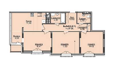 3-кімнатна 90.24 м² в ЖК Карамель від 16 500 грн/м², Львів