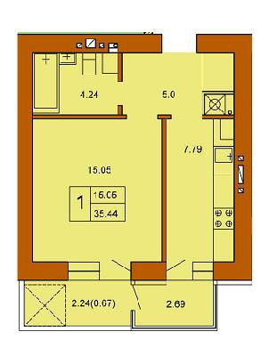 1-комнатная 35.44 м² в ЖК Кленовий Парк от 13 800 грн/м², г. Трускавец