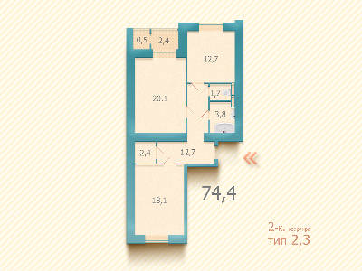 2-кімнатна 74.4 м² в ЖК Козацький від забудовника, Київ