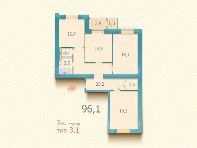 3-комнатная 96.1 м² в ЖК Козацкий от застройщика, Киев