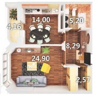 1-комнатная 57.04 м² в ЖК Атлант 2 от 13 100 грн/м², пгт Коцюбинское