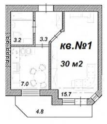 1-комнатная 30 м² в ЖК Креатив Хаус от застройщика, г. Ирпень