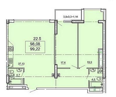 2-кімнатна 99.22 м² в ЖК Лімнос від 29 370 грн/м², Одеса