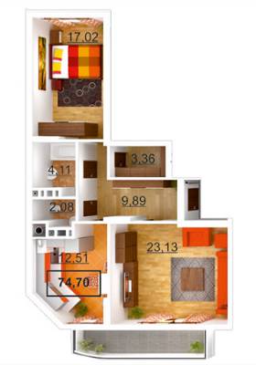 2-кімнатна 74.7 м² в ЖК Липова Алея від 18 220 грн/м², Львів