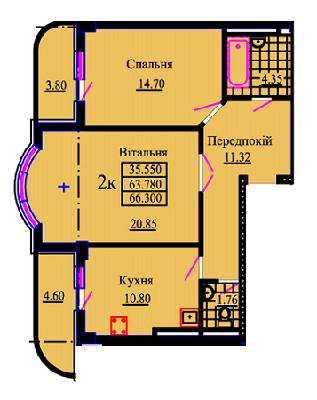 2-кімнатна 66.3 м² в ЖК Львівський дворик від забудовника, Львів